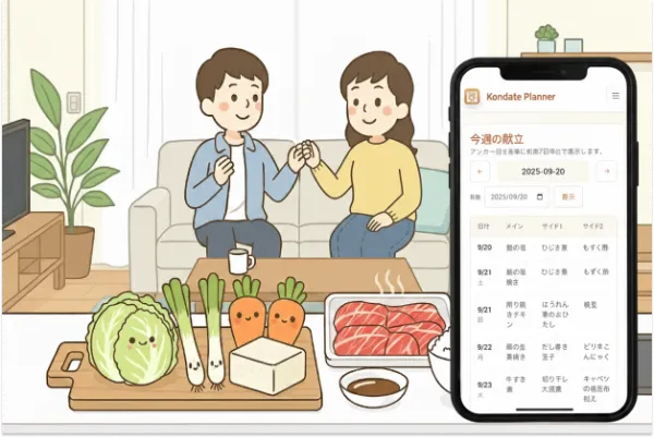 毎日の献立を1年分自動作成するWebアプリ