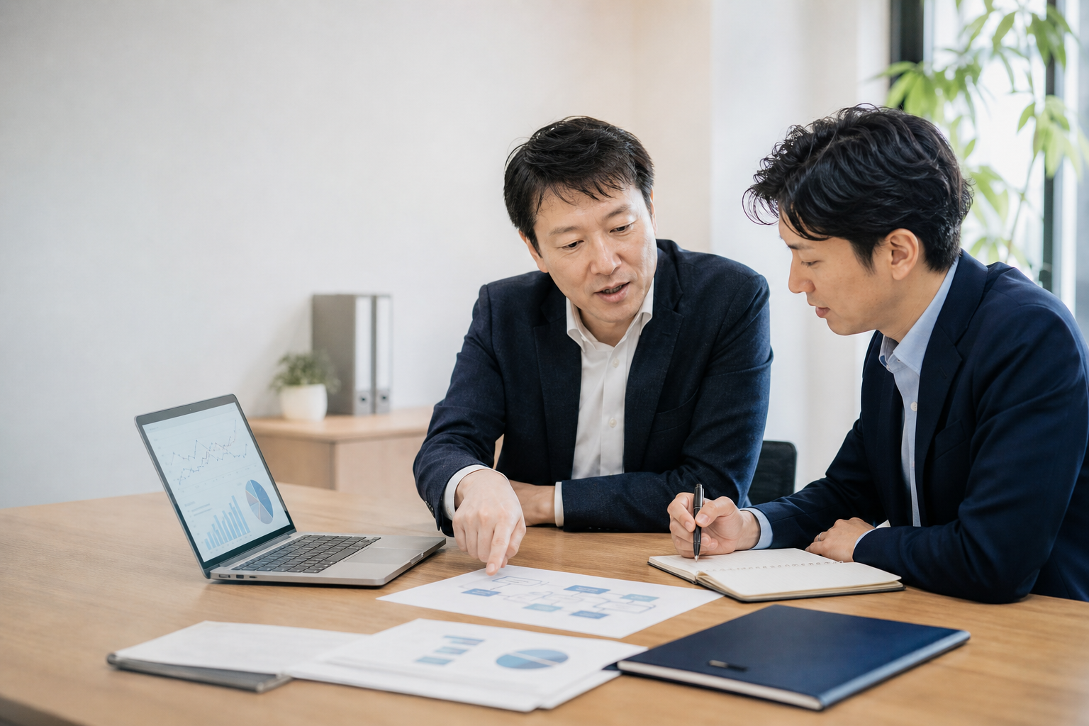 業務フローと活用状況を確認しながらAI導入を改善する打ち合わせ